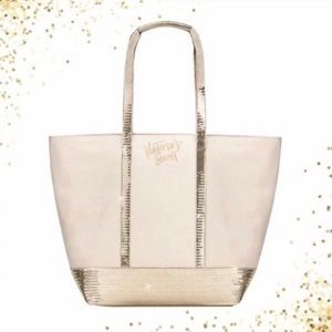 NEW Victoria’s Secret canvas tote with gold sequins overnight bag